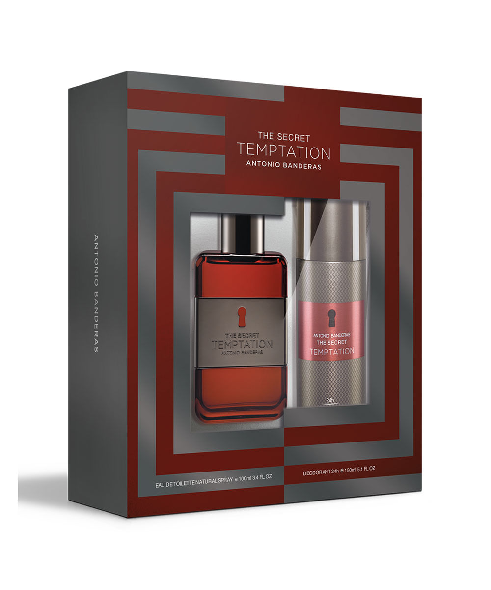 Kit Perfume Antonio Banderas The Secret Temptation Edt 100ml + Desodorante 150ml único Menor preço em Kit Perfume Antonio Banderas The Secret Temptation Edt 100ml + Desodorante 150ml único